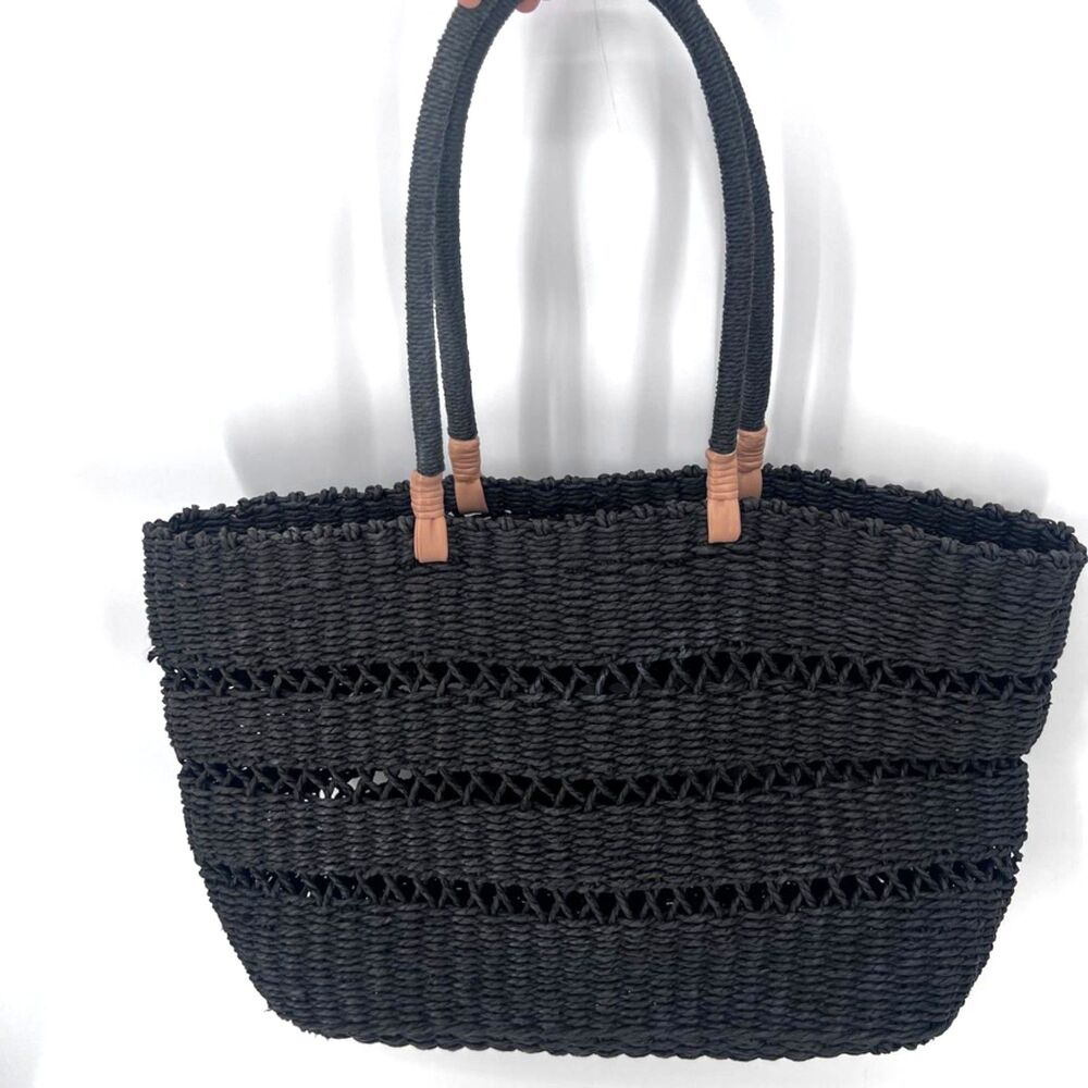 Large Woven Straw Raffia Beach Coastal Tote Bag Summer Vacation Boho‎ Bag